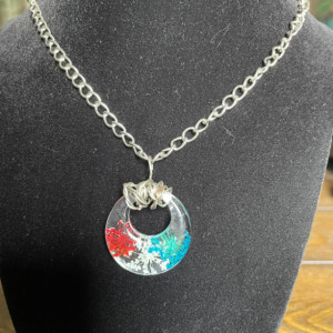 Red, White and Blue Firework Pendant Necklace