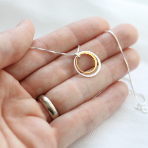Silver and Gold Double Circle Necklace