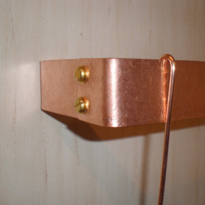 24 W x 5 D x 1-1/2 H Wall Mounted Hammered SOLID COPPER Pot Rack & 8 Pot Hooks - FREE Shipping to U S Zip codes