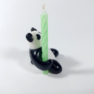 Panda with Bamboo Birthday Candle Holder Cake Topper