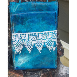 Hand painted OoaK Upcycled Crossbody Travel Wallet Purse 