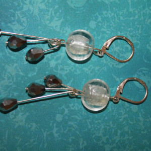 Teardrop Crystal Glass Pillow Bead Drop Earrings