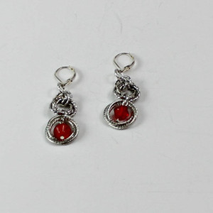 Red Bead Drop Chainmaille Earrings