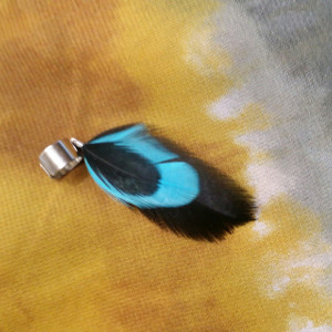 Black and Teal Feather Ear Cuff -  Earcuff - Earring 