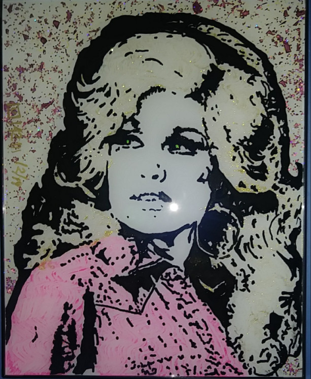 Dolly Parton Painting, Silhouette on Glass, Famous Country Singer Painting Acrylic Glass Painting