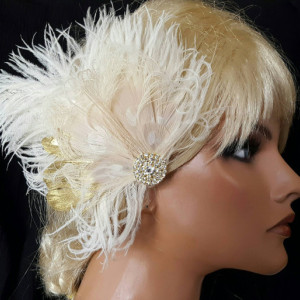 Wedding Hair Facsinator, Gold Feathers, Wedding Hair Accessories Bridal Hair Clip,Feather Hair Clip, Wedding Hair Clip, Wedding Head Piece