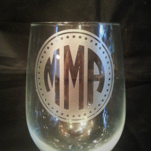 Monogrammed Wine Glass, Etched Glassware, Personalized Beer Glass, Cocktail Glass