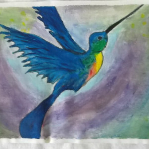 Hummingbird Acrylic Painting, 11 x 14 inches
