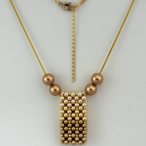 Gold Ombre' Swarovski Pearl Vertical Slide Bar Pendant necklace