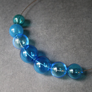 Blown Glass Necklace - Blue Hollow Lightweight Glass