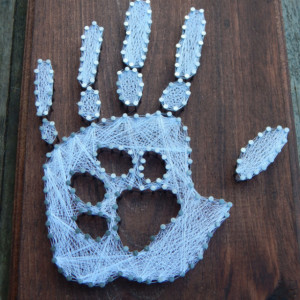 Hand print with paw print string art