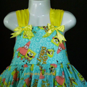 NEW Handmade Nickelodeon Spongebob Patrick Okey Dokey Sun Dress Custom Sz 12M-3Yrs