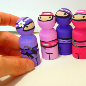 Ninja girl dolls - Ninja girl party - Ninja warriors - Ninja action figure - Ninja party favors - Ninja girl cake topper - Gift for girl -