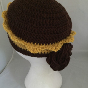 Beauty and the Beast / Belle Hat with crown and braid bun 