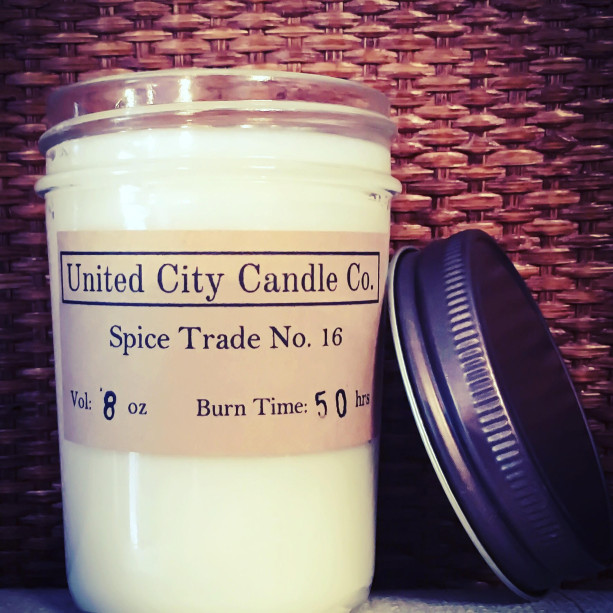 Spice Trade No. 16 --It's 1522 and Ferdinand Magellan sails the world for this clove. 100% soy candle. United City Candle Co.Made in USA