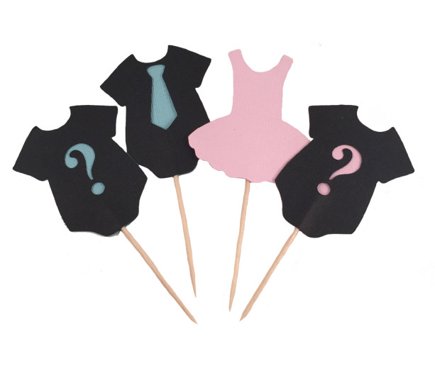 Ties or Tutus Gender Reveal Party Cupcake Toppers - Set of 12