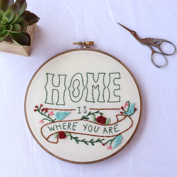 Home is Where You Are Embroidery Hoop Art