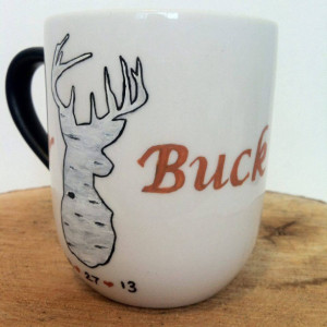 His Doe Her Buck Couples Birch Bark Coffee Tea Mug Cup