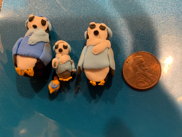 Hanukkah Penguins with Baby Chick