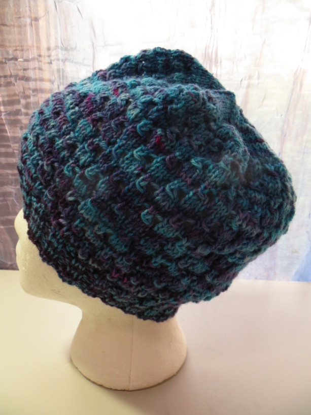 Beanie Hat with Glass Beads Hand Knitted from Hand Dyed 100% Wool - TENAS FALLS by Kat