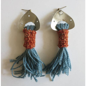 frida kahlo fringe earrings native tassel afrocentric bold sky blue goddess