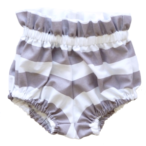 High Waist Bloomer | Grey and White Stripe with White Bow