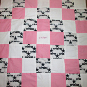 Brand New Handmade Pink DALLAS COWBOYS Baby Quilt  (Embroidered Name Added Free)