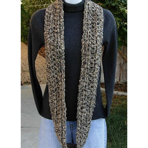 Soft Skinny INFINITY SCARF Loop Cowl, Tan Beige Black Grey Gray, Narrow Handmade Crochet Knit Thick Winter Circle Scarf, Ready to Ship in 3 Days