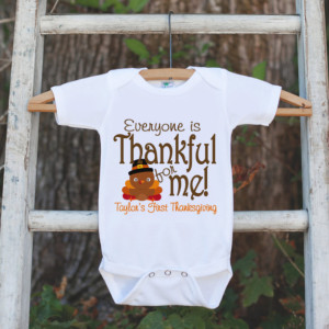 First Thanksgiving Outfit - Turkey Thankful For Me Thanksgiving Shirt or Onepiece - Thanksgiving for Boy or Girl - 1st Thanksgiving Turkey