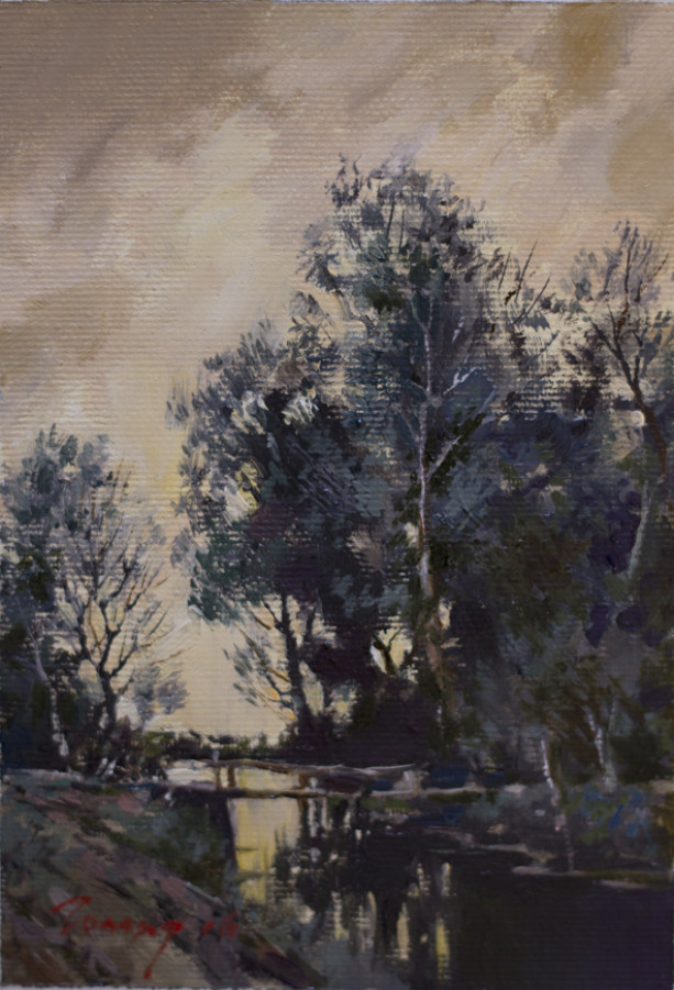 Landscape by Bogdan Goloyad 16x11 cm oil on canvas