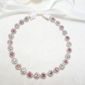 Pink/White Rosebud Shimmer Headpiece 