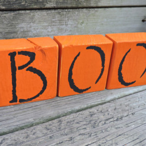 BOO Orange Halloween Display Blocks