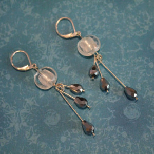 Teardrop Crystal Glass Pillow Bead Drop Earrings