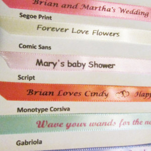 10 Personalized Ribbons with silver foil ink 3/8 inches wide(unassembled)