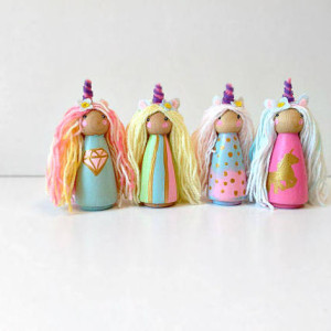 Unicorn Princess dolls - Unicorn gift - Unicorn part favors - Girls toys - Peg dolls - Peg people - Unicorn doll - Stocking stuffer - Girl