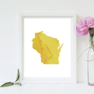 Watercolor Wisconsin Print (Multiple Colors) - 8x10