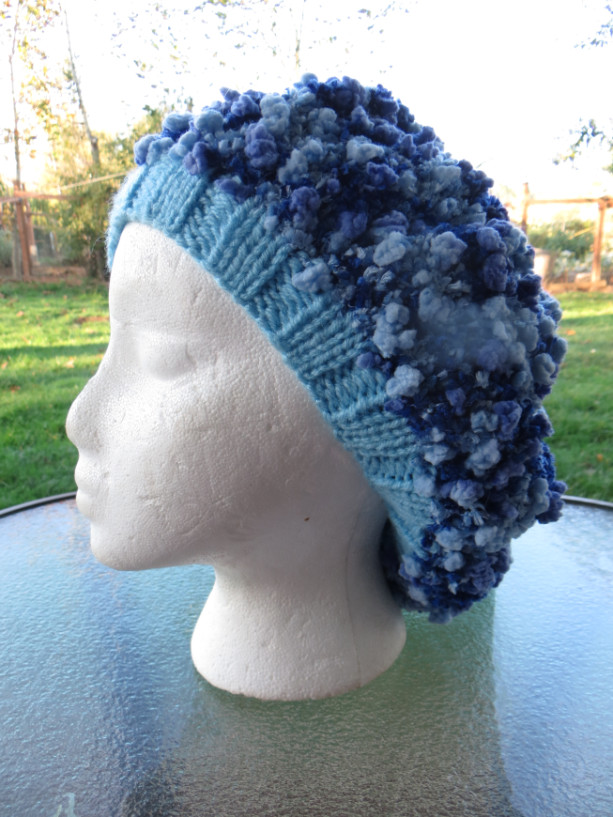 Slouch Beanie Beret Hat Hand Knitted - HORSETAIL FALLS by Kat