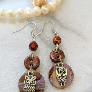 Lucky charm earrings | asymmetric  earrings | owl dangle earrings | statement earrings | boho hippie earrings