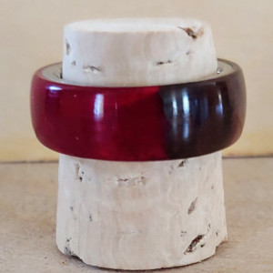 Walnut and Red Resin Ring