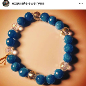 Exquisite, Gorgeous Blue Jade/Crystal Bracelet