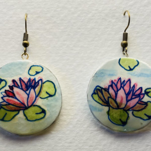Water lily handmade earrings 