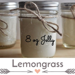 Lemongrass 8 ounce  Scented Handcrafted Soy Candle Jelly Jar