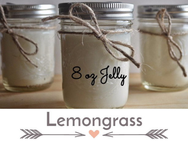 Lemongrass 8 ounce  Scented Handcrafted Soy Candle Jelly Jar