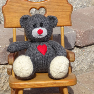 Bear, Knitted Toy, Teddy Bear, Grey Bear, Wool Toy, Hand Knitted Toy, Ready To Ship, Kids Bear