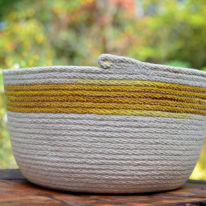 large coiled rope basket