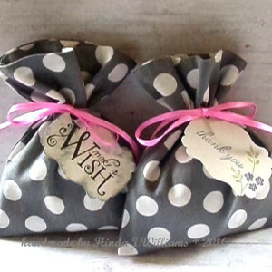 (4) Reusable Fabric Jewelry / Gift Bags & Tags