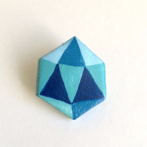 Handmade Brooch Gem Crystal Clay Pin Blue Artisan jewelry Accessory