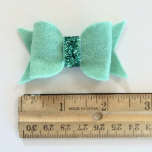 Aqua hair clip set of 3, baby hair bow, glittery hair accessories