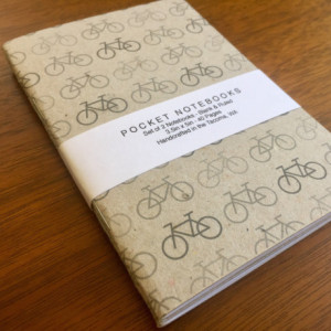 Bicycle Notebooks 2 pack 3.5in x 5in Pocket Notebook handcrafted journal diary sketchbook gift set handmade kraft Premium Notebook no logos