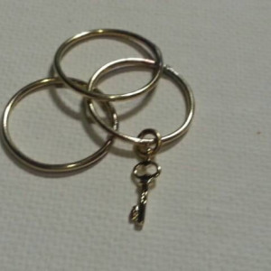 Tiny gold key stacking rings/skeleton key charm rings
